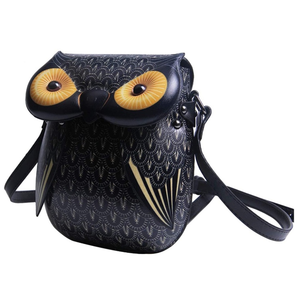 Cute Owl Crossbody Bag Black - Picture 2 of 7